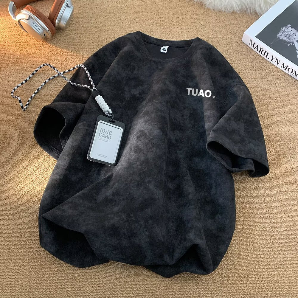Youth Trend Letter Tee Tie Dye Short Sleeve Shirt For Men