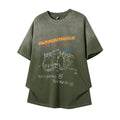 Vintage Cat Print Short Sleeve Tee For Men Floral Cotton Blend Casual