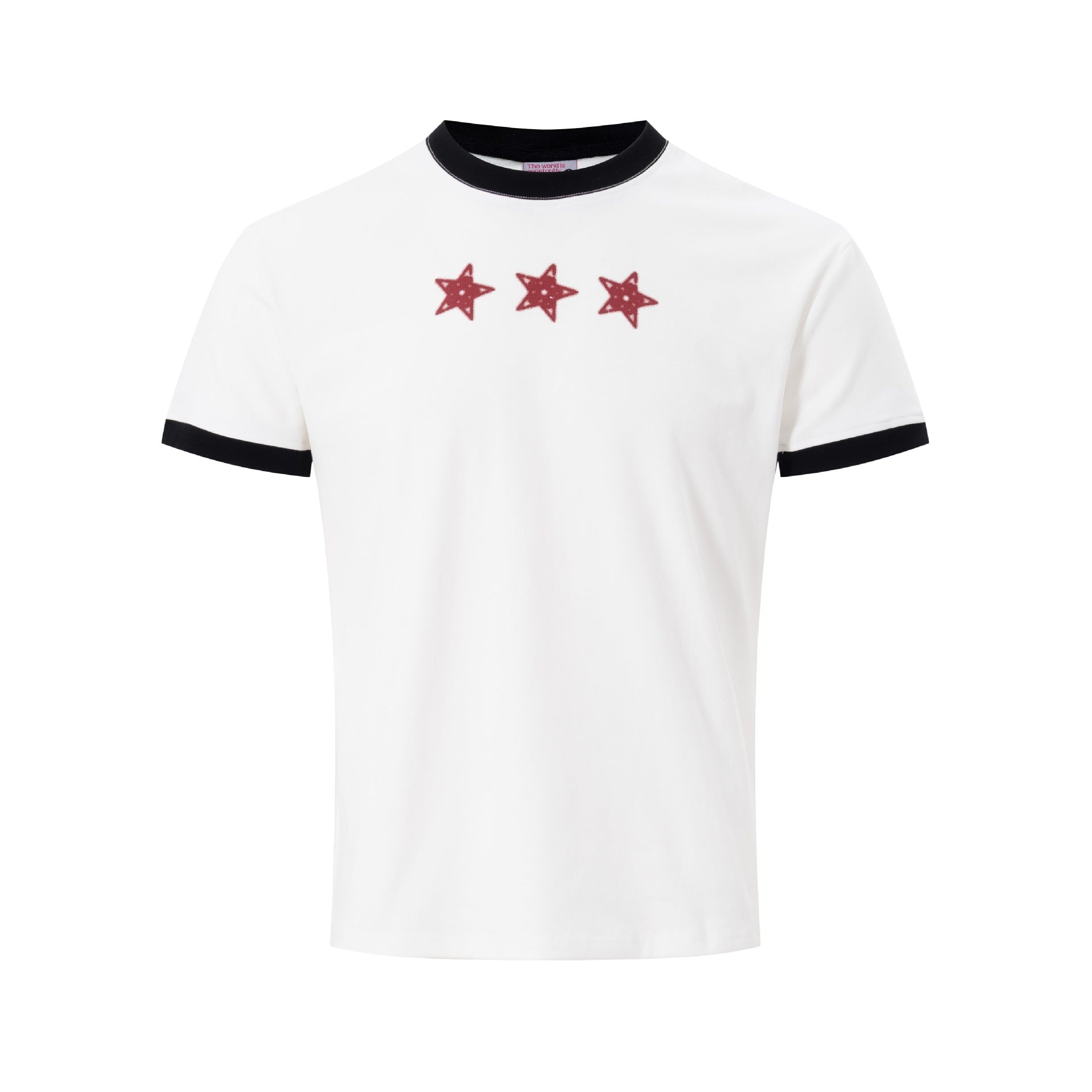 Floral Star Slogan Short Sleeve Cotton Blend Tee For Casual Wear