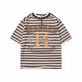 Floral Print Cotton Blend Short Sleeve Men Shirt Round Neck Casual