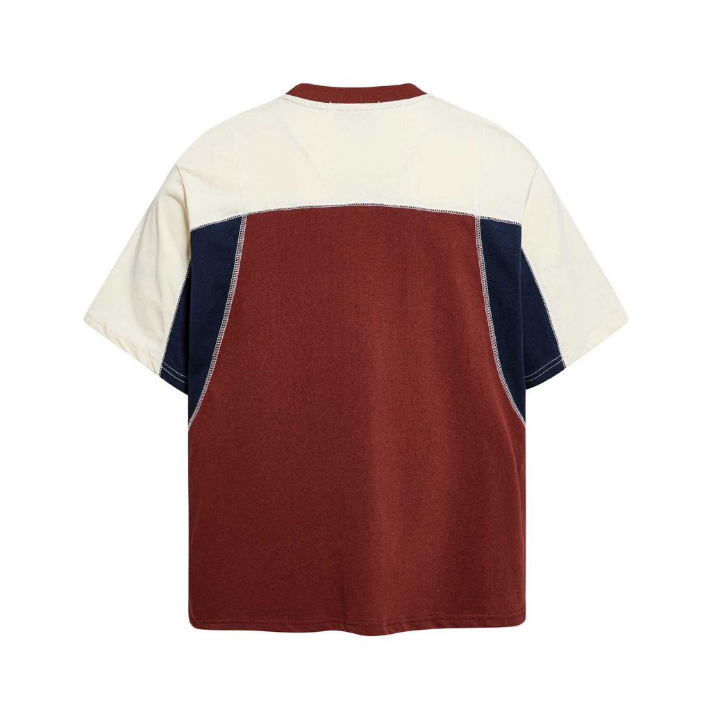 Mens Splicing Contrasting Floral Short Sleeve Tee Cotton Blend Round Neck Fit