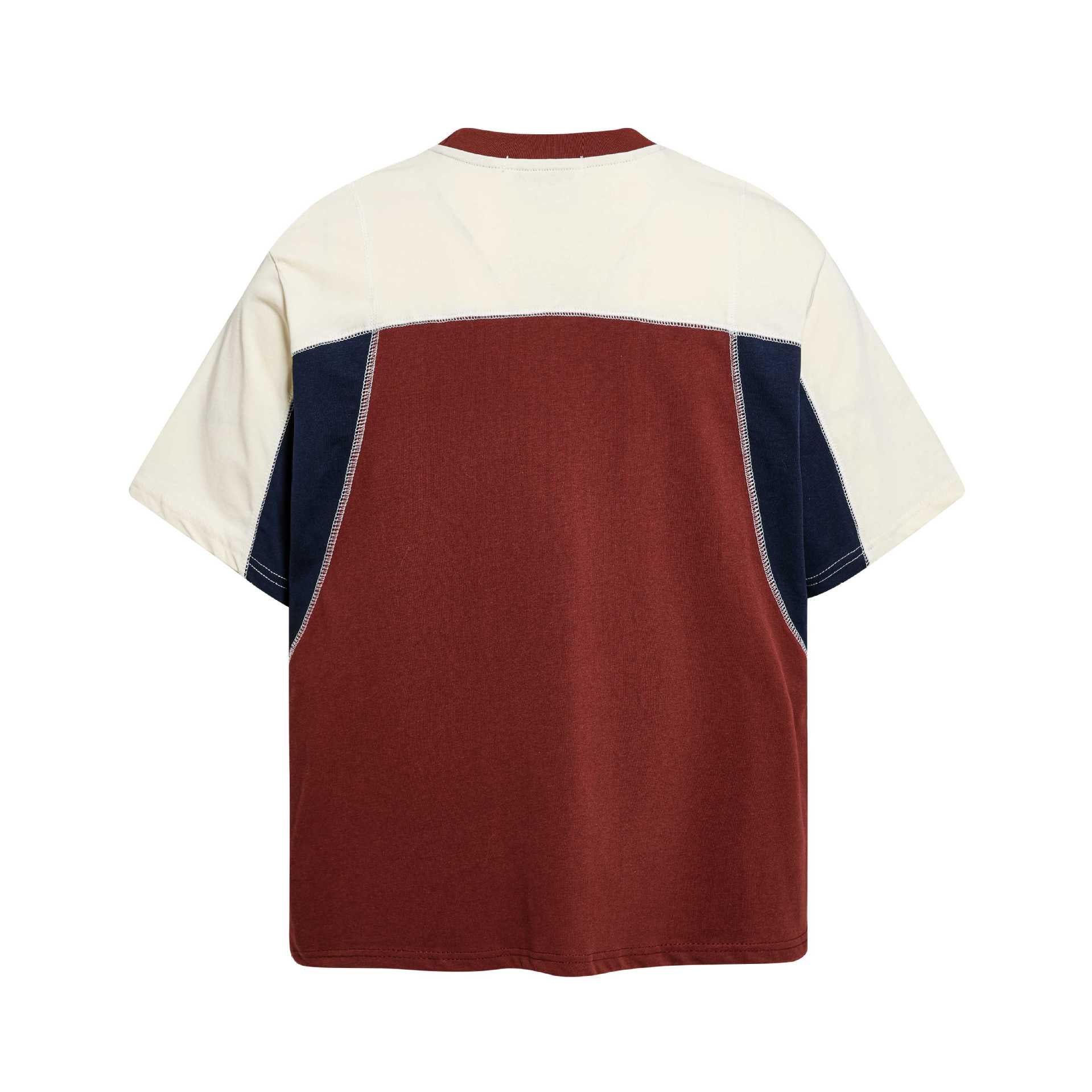 Mens Splicing Contrasting Floral Short Sleeve Tee Cotton Blend Round Neck Fit