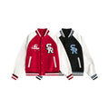 Colorblock Spliced Jacket Red Black High Street Style Loose Fit