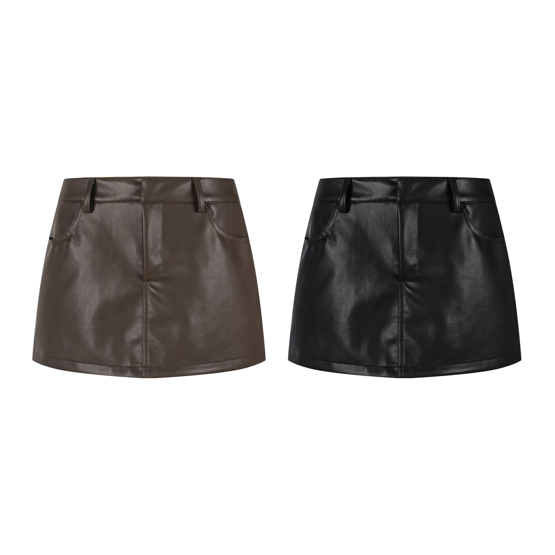 Faux Leather High Waist Mini Skirt Stripe Pattern Streetwear Retro Style