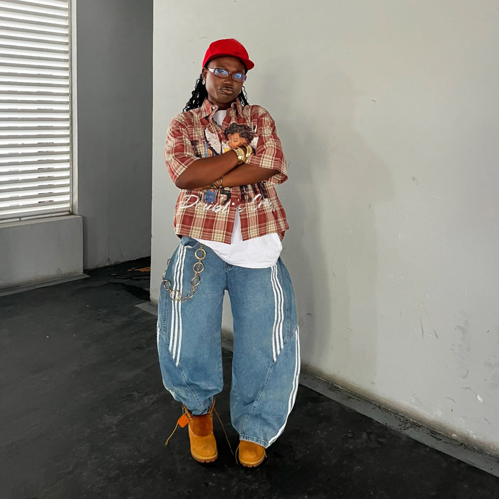 Deconstructed Asymmetrical Patchwork Denim Jeans For Streetwear With Dagger Cut