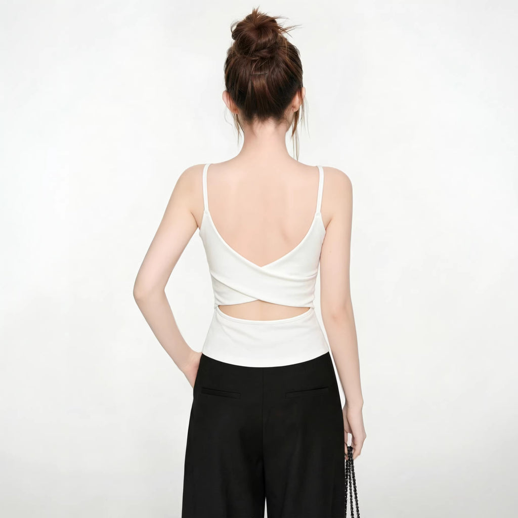 Slim Fit Cotton Inner Layer With Built In Pads Backless Strapless Sleeveless Top