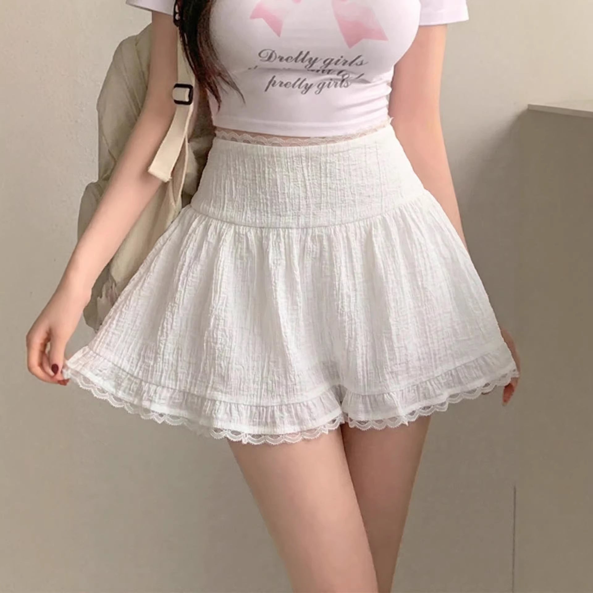 White A Line Short Skirt Polyester For Women Sizes S To XXL