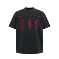 Gradient Shadow Printed Short Sleeve T Shirt With Fragmented Flowers Pattern
