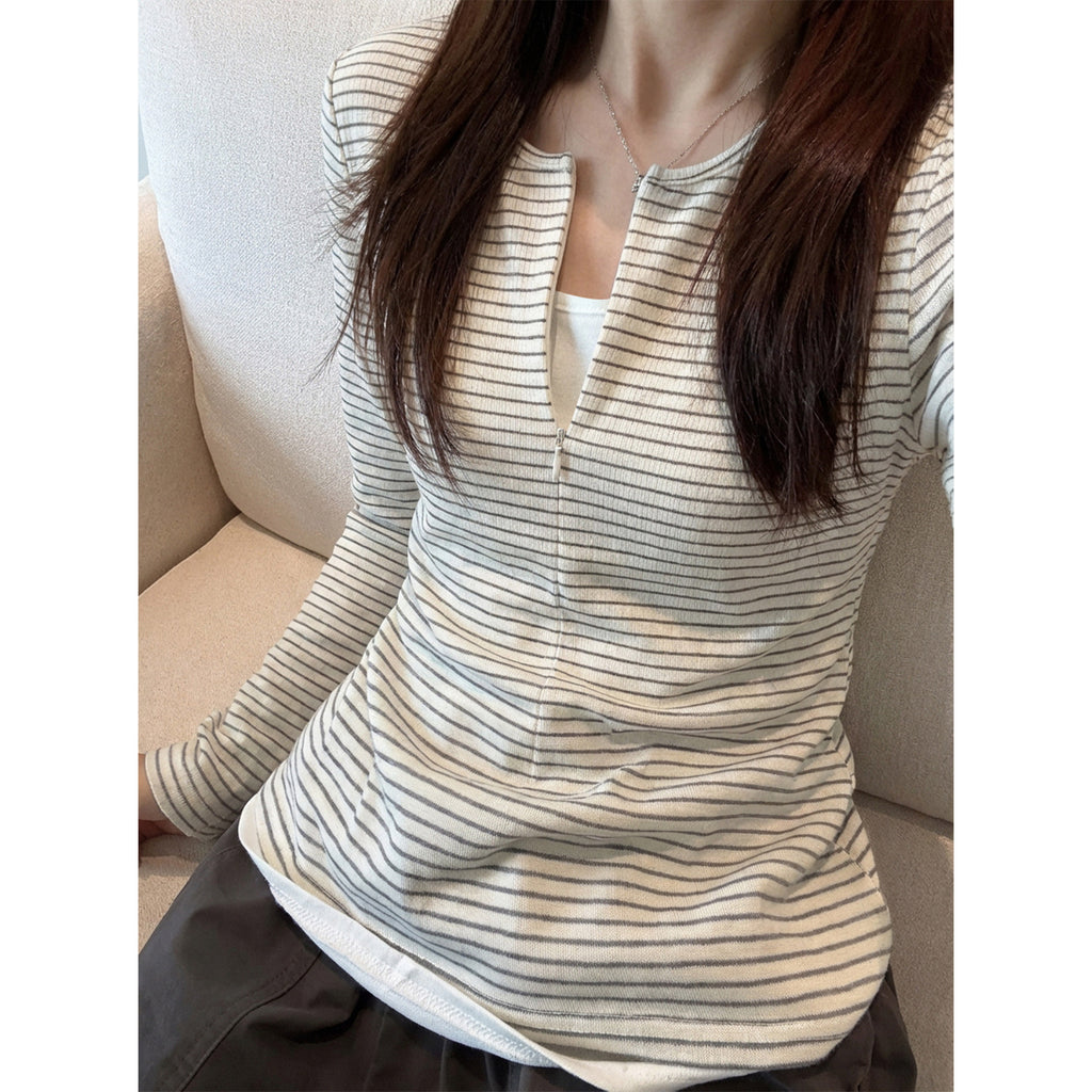 Apricot Womens Half Zip Top Long Sleeve Slim Fit Layering Tee