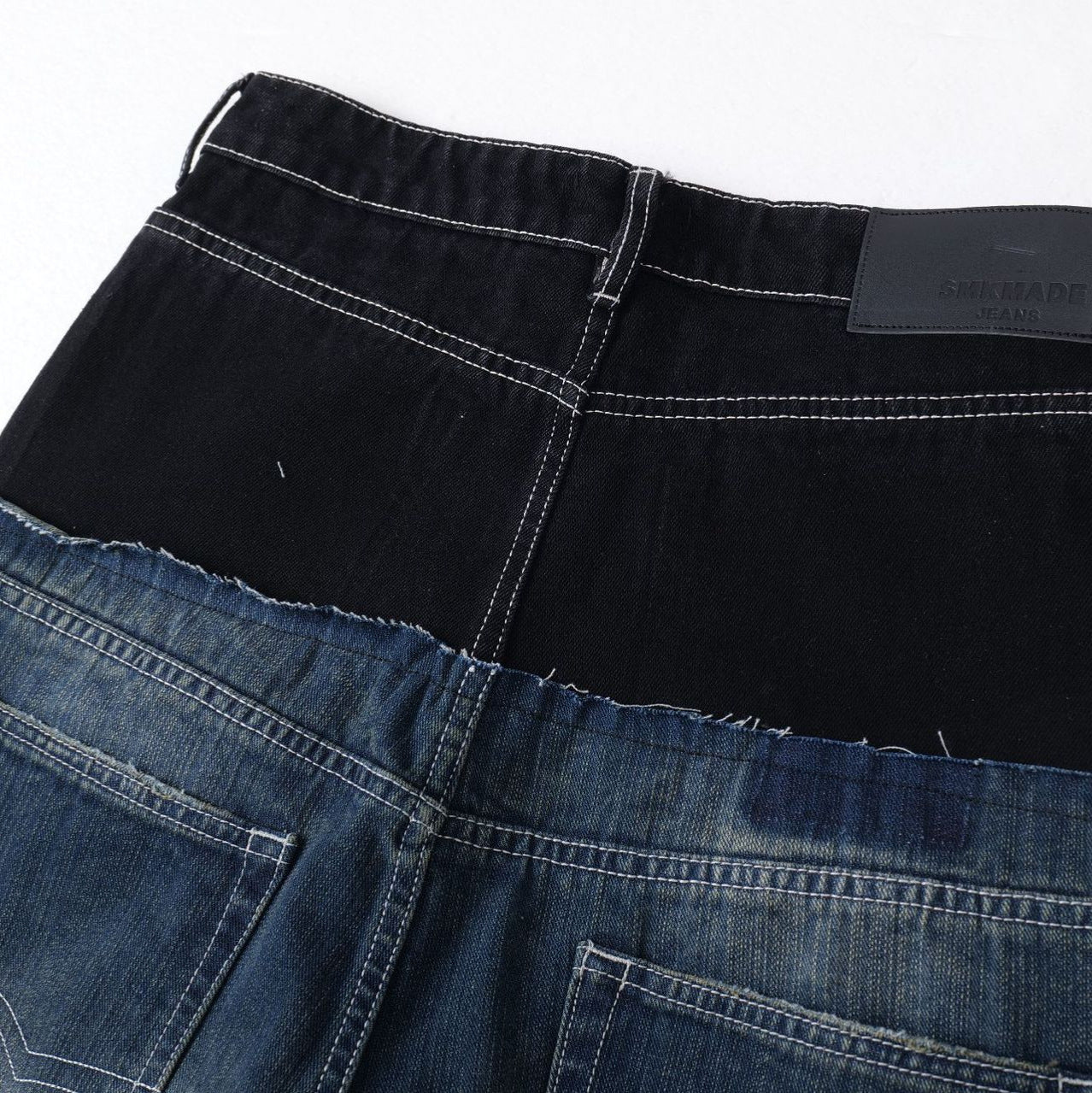 Patchwork Denim Long Pants Street Style Casual Loose Fit For Youth
