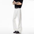 Slim Fit Straight Leg Denim Jeans For Men Washed Cotton Zipper Fly