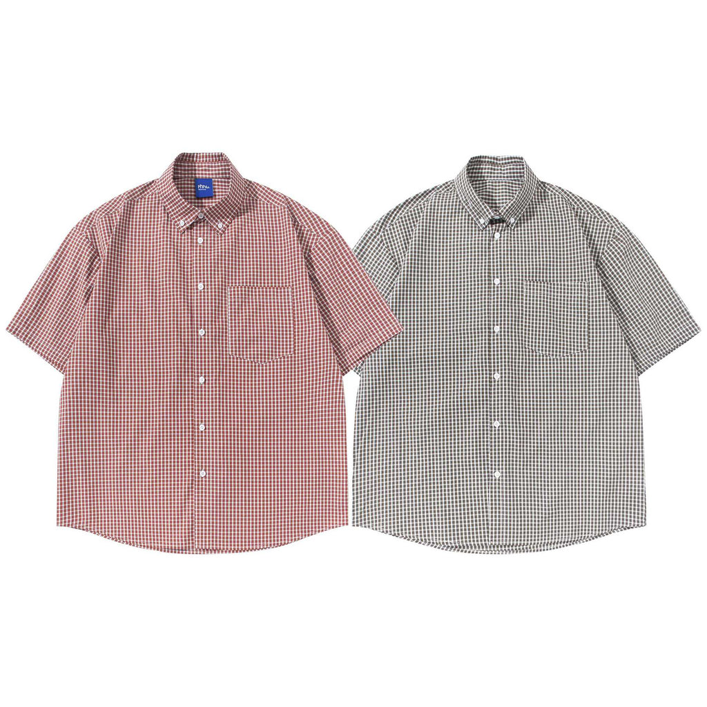 Cotton Plaid Shirt Tee With Letter Print For Casual Summer