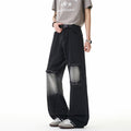 Street Style Ripped Jeans for Men in Light Gray and Charcoal Black