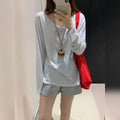 Blue Striped Sun Protection Shirt for Women with Asymmetrical Neck