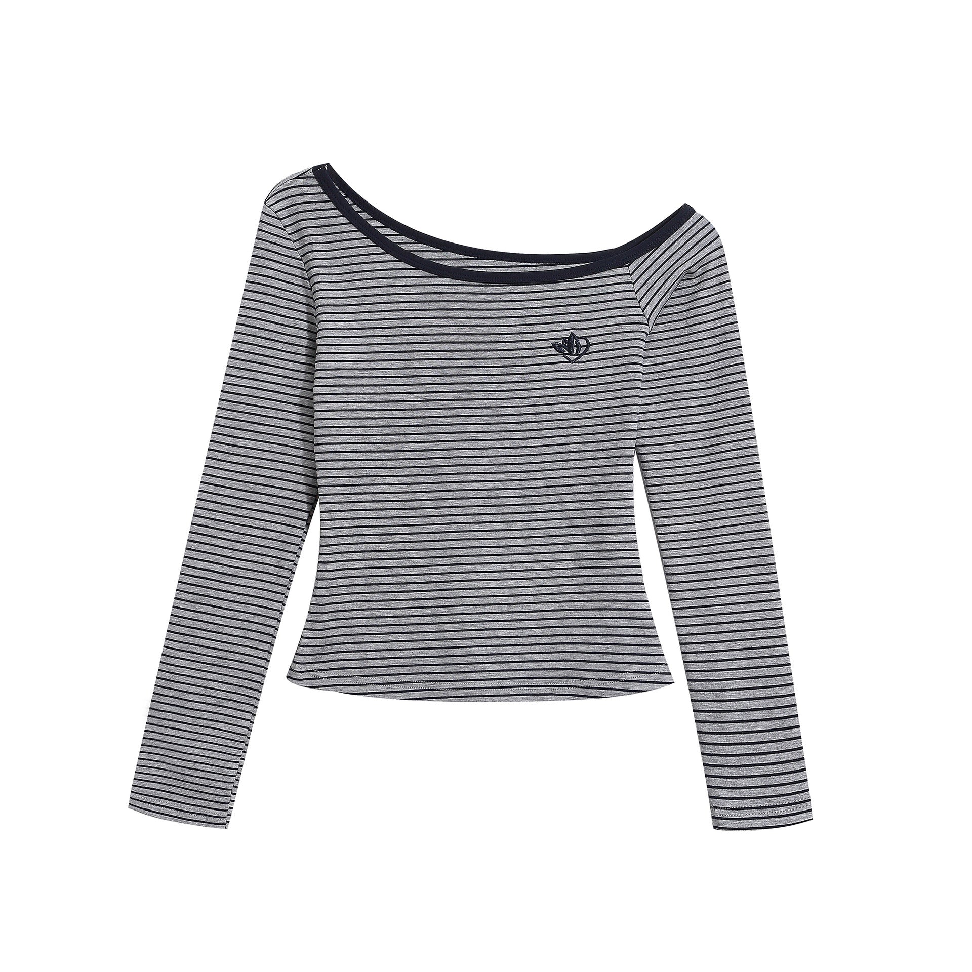 Color Block Cotton Shoulder Top With Trim Unisex Fitted Short Crop Tee