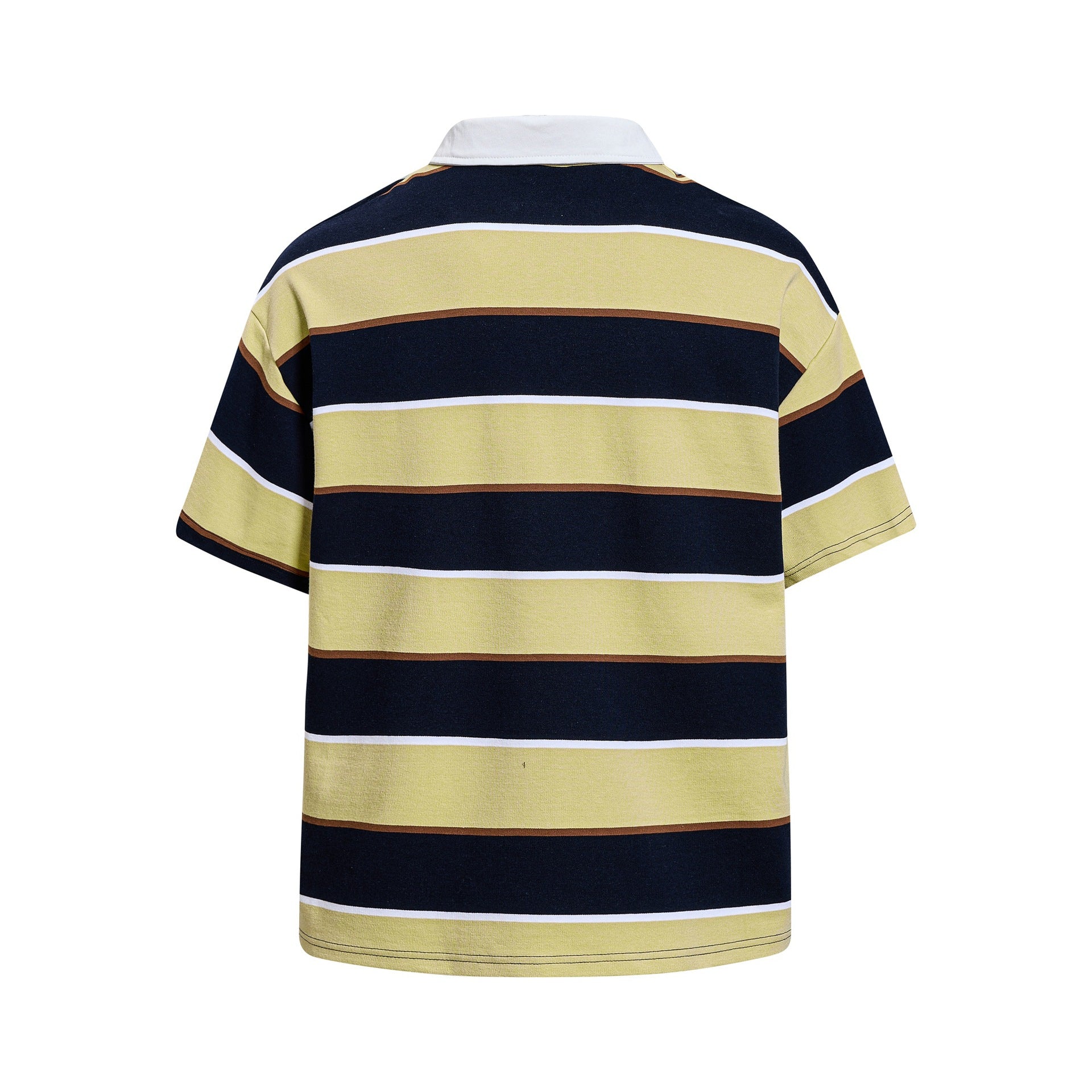 Emblem Embroidered Stripe Short Sleeve Cotton Tee With Floral Pattern