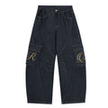 Street Style Denim Workwear Long Pants in Blue for Autumn