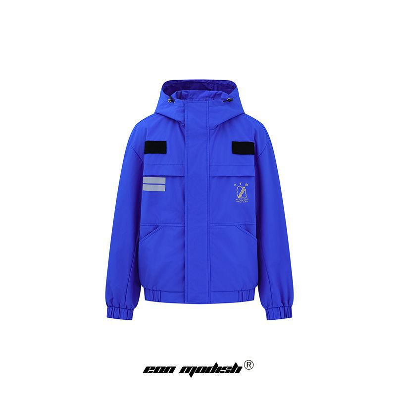 Street Style Loose Jacket For Women Blue Collarless Long Sleeve Fashion Coat