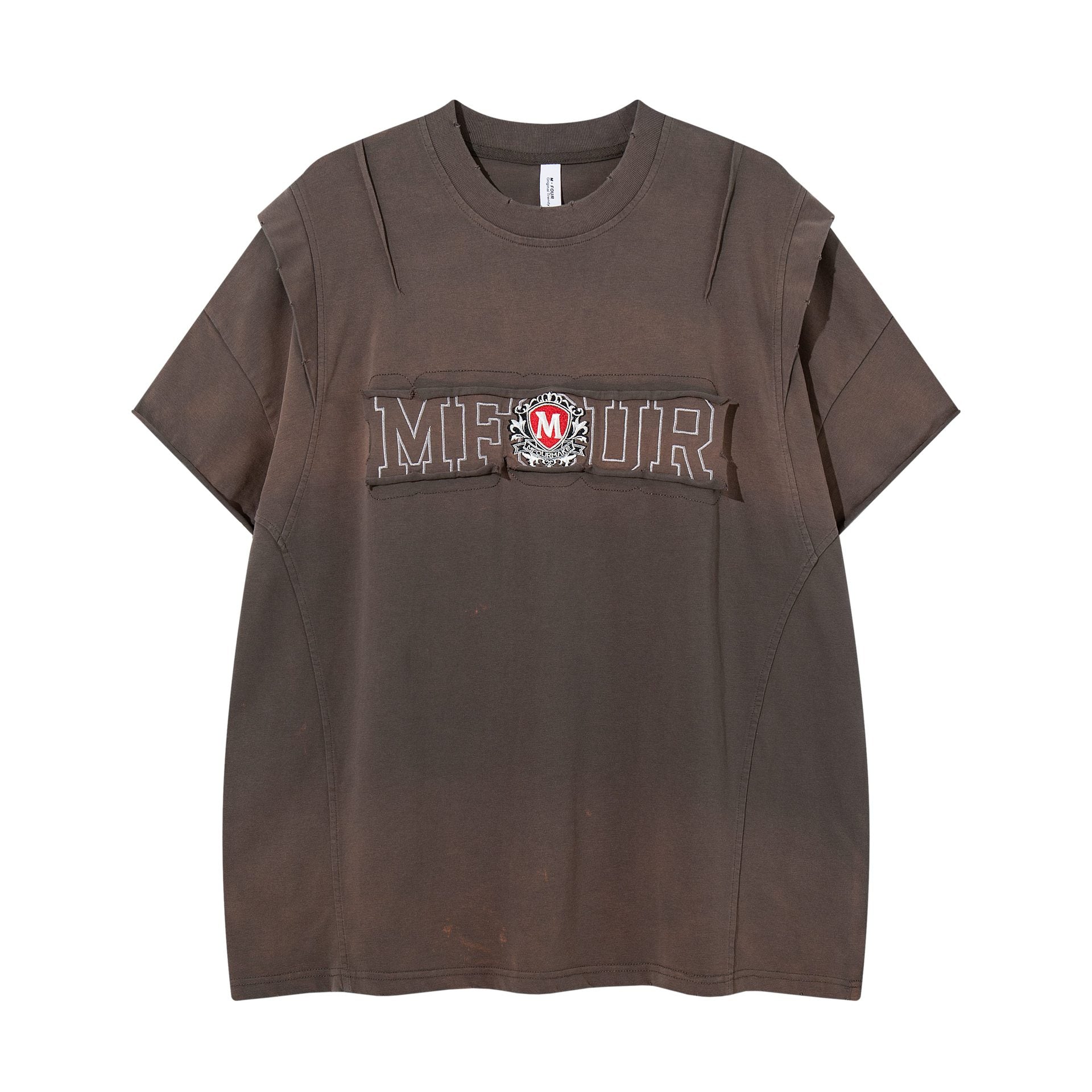 Gradient Deconstruction Splicing Short Sleeve Shirt For Men