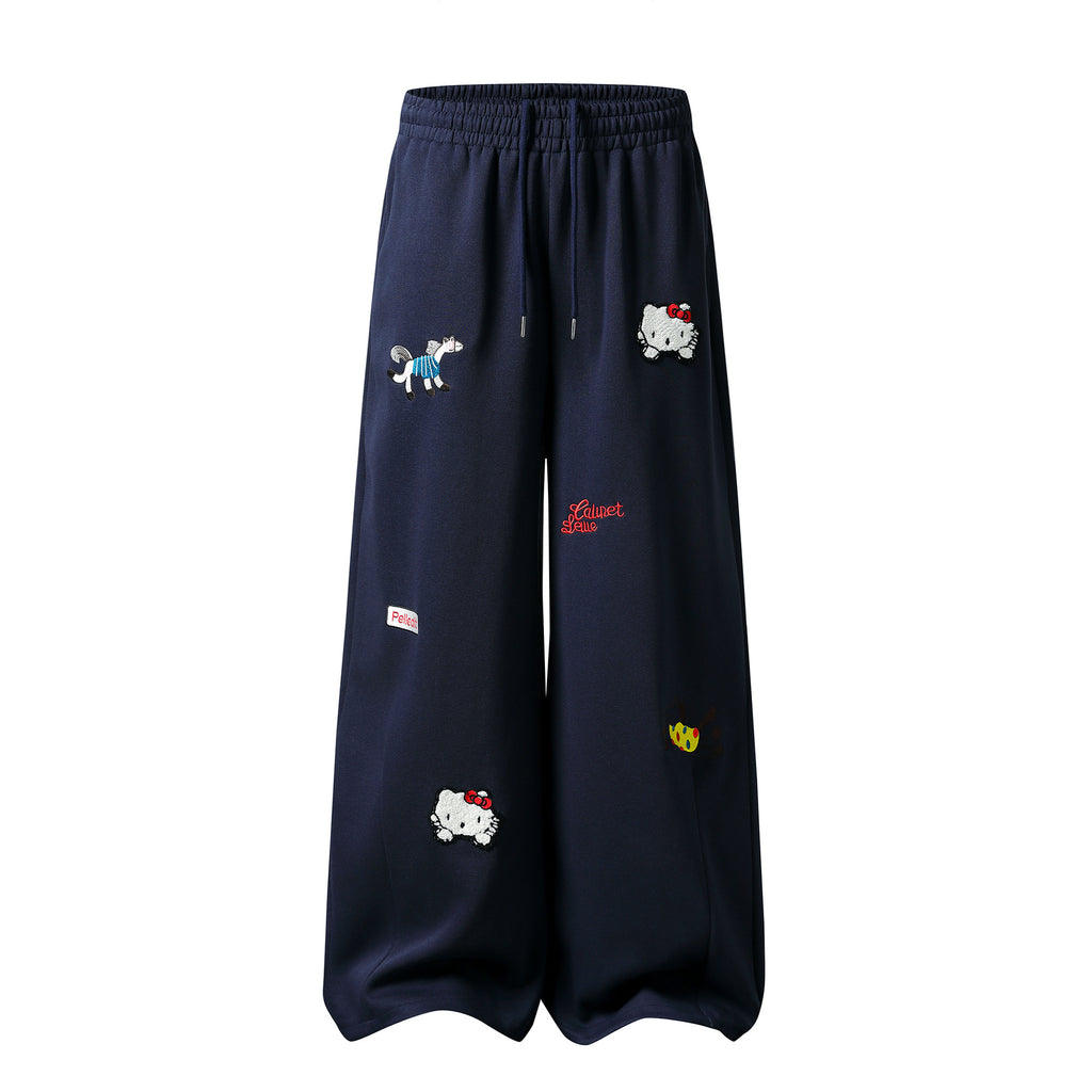 Loose Fit Street Style Cargo Stripe Wide Leg Sweatpants For Women