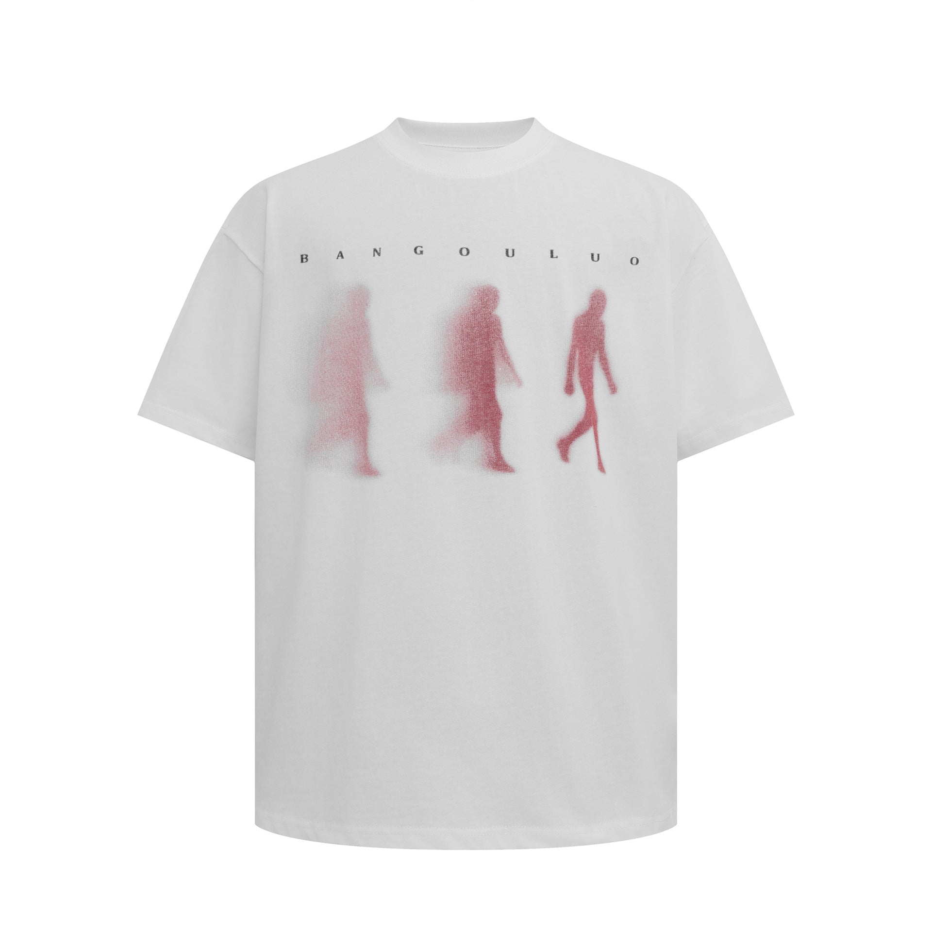 Gradient Shadow Printed Short Sleeve T Shirt With Fragmented Flowers Pattern