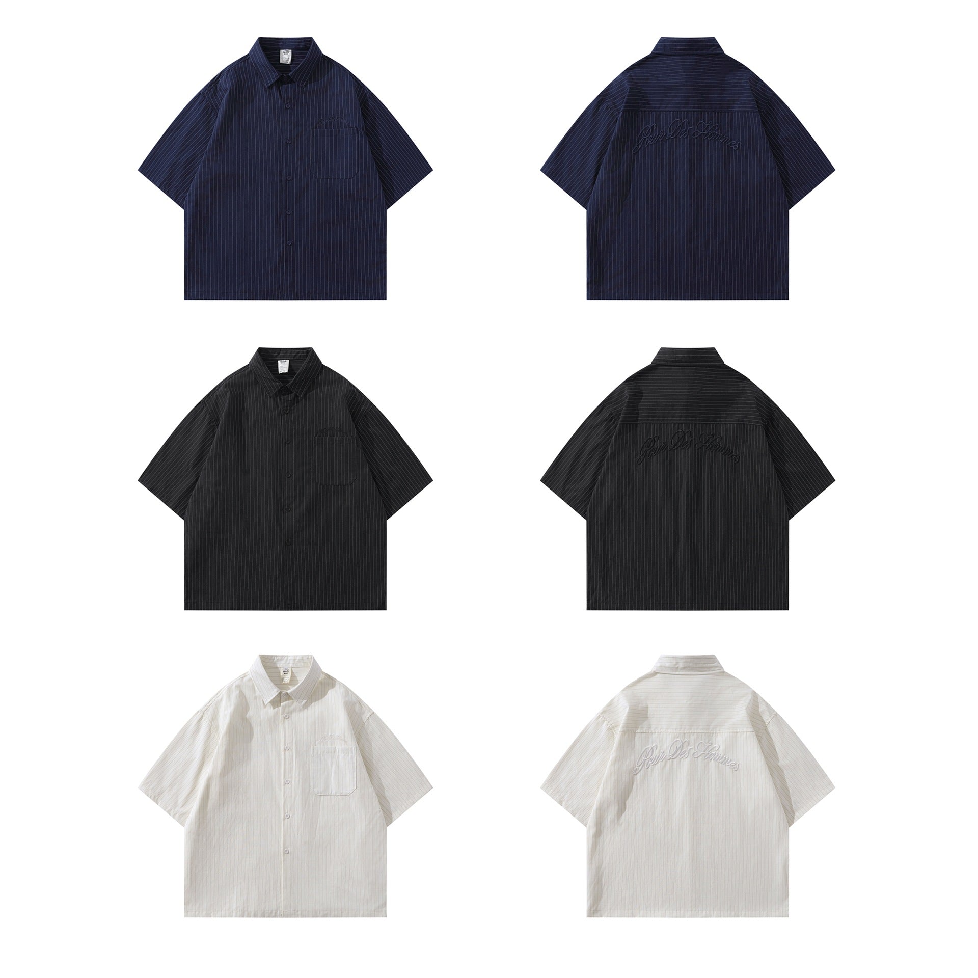 Mens Embroidered Striped Cotton T Shirt With Letter Pattern Casual Loose Fit