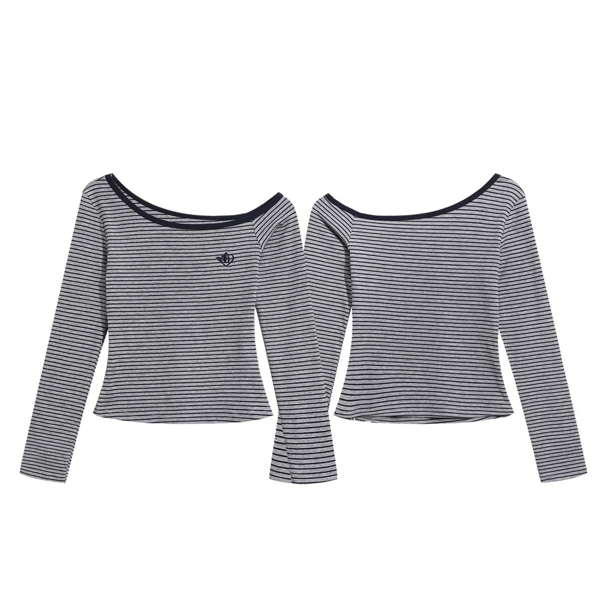 Color Block Cotton Shoulder Top With Trim Unisex Fitted Short Crop Tee