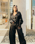 Denim Pants With Curved Hem And Stitched Details Mid Rise Streetwear