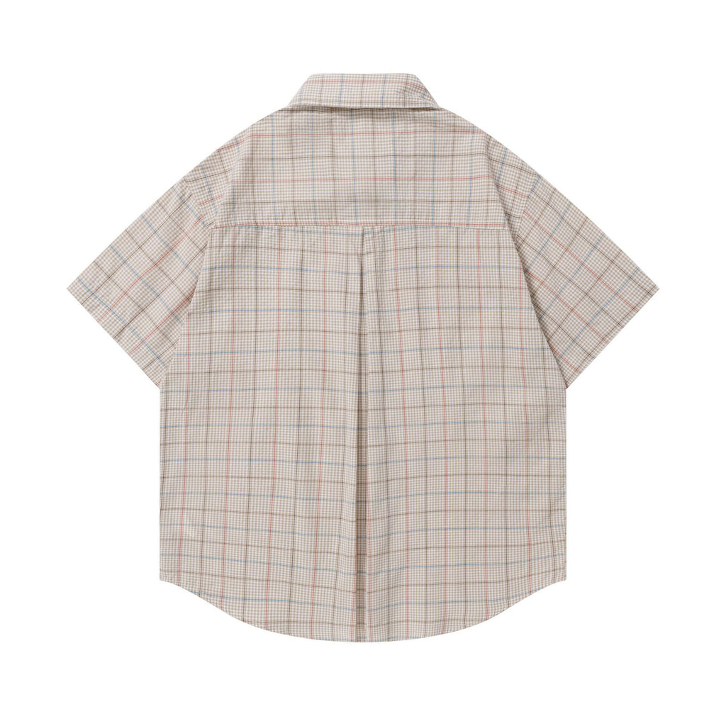 Dog Embroidered Tie Short Sleeve Casual Shirt For Men