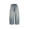 Mens Street Style Washed Denim Long Pants Loose Fit Casual
