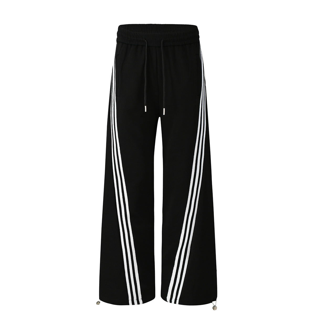 Mens Street Style Retro Loose Fit Long Pants Mid Waist Zipper Fly