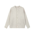 Street Style Versatile Knit Cardigan Light Gray Round Neck Long Sleeve