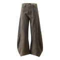 Brown Street Style Slant Cut Mid Waist Casual Trousers For Men