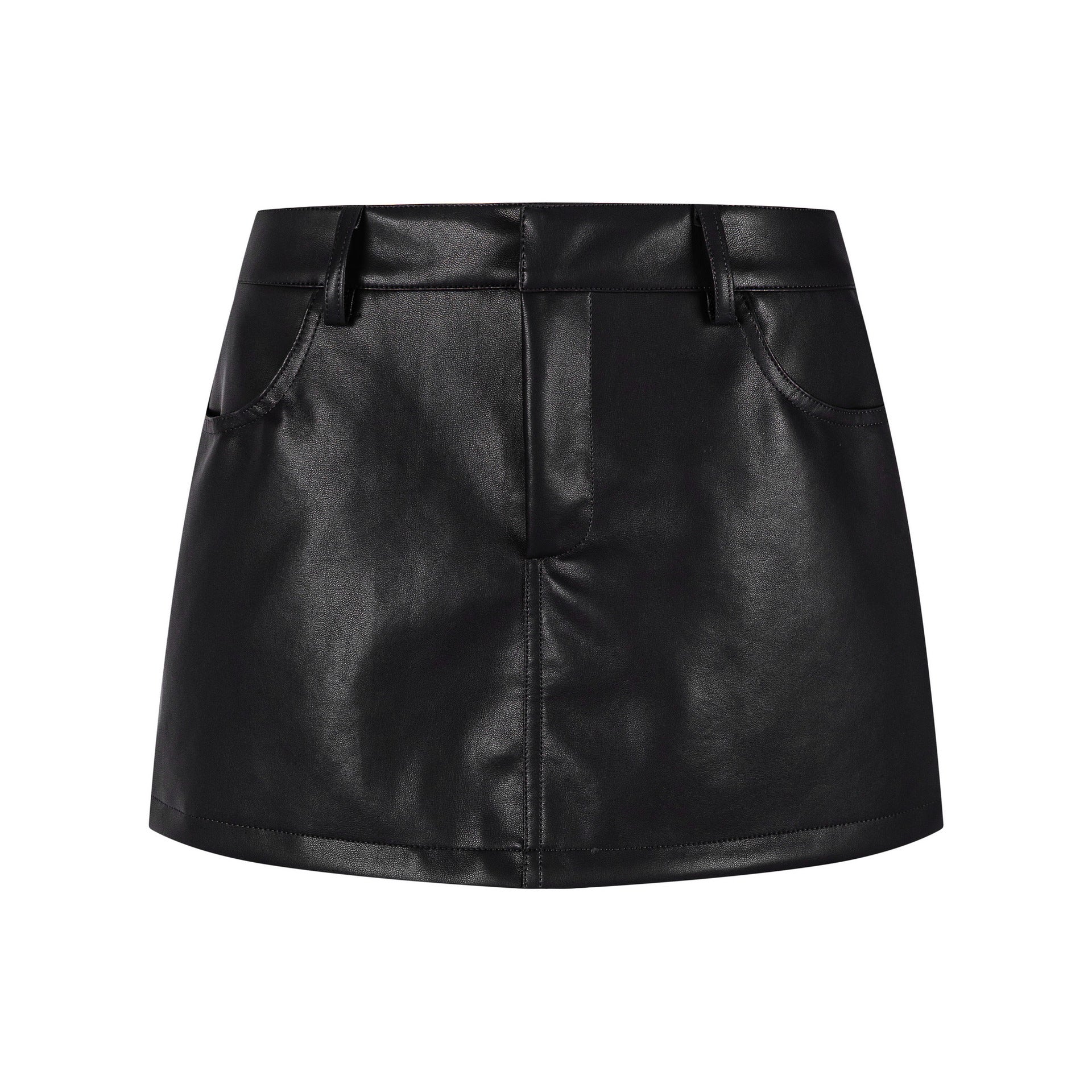Faux Leather Mini Skirt High Waist Slimming Anti Flash Streetwear