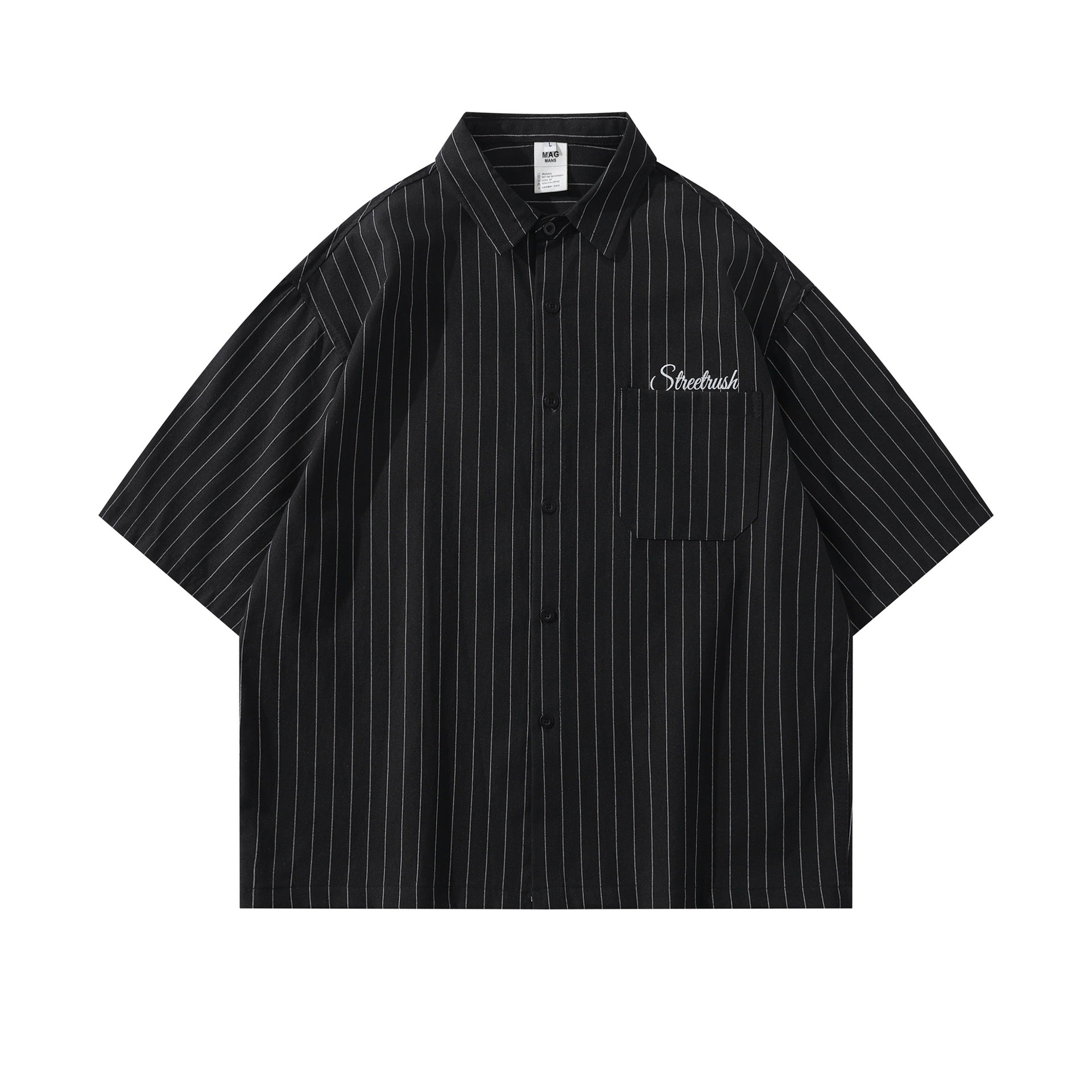 Striped Letter Embroidered Cotton T Shirt Casual Wear