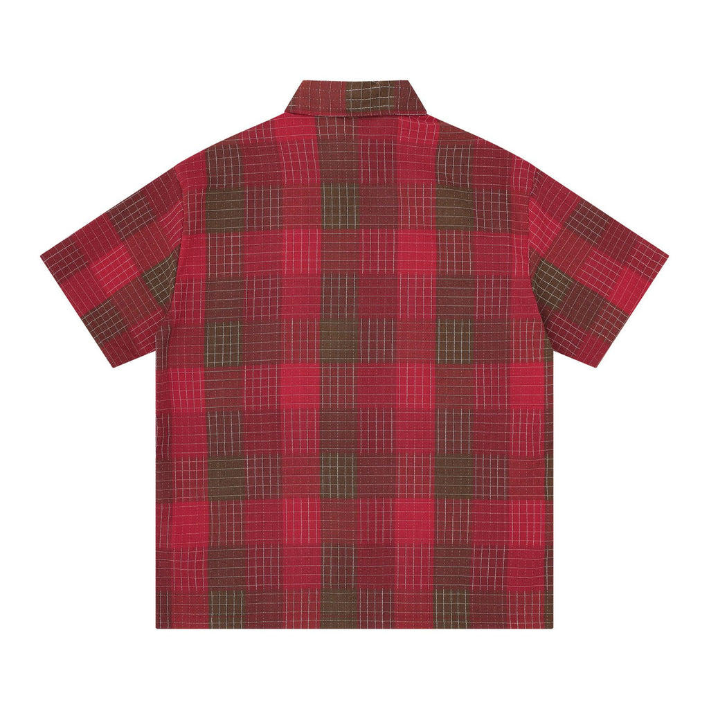 China Chic Emblem Letter Embroidered Short Sleeve Cotton Shirt