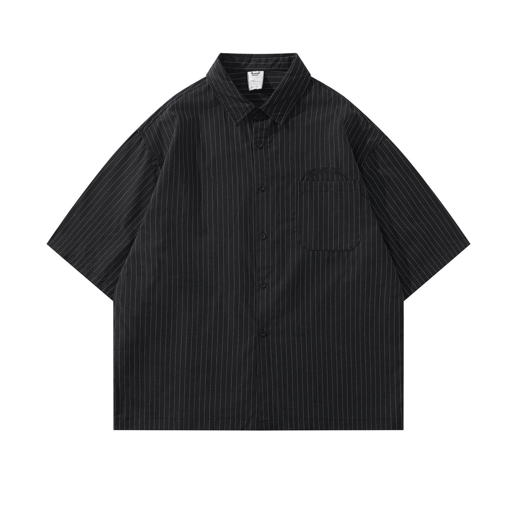 Mens Embroidered Striped Cotton T Shirt With Letter Pattern Casual Loose Fit