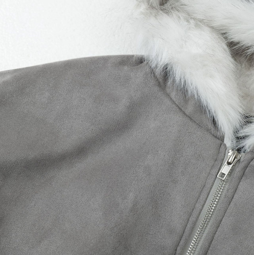 Grey Street Style Hooded Loose Fit Jacket For Youth Autumn Wear