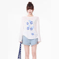 Ice Silk Floral Lightweight Cover Up Top For Women Long Sleeve Loose Fit
