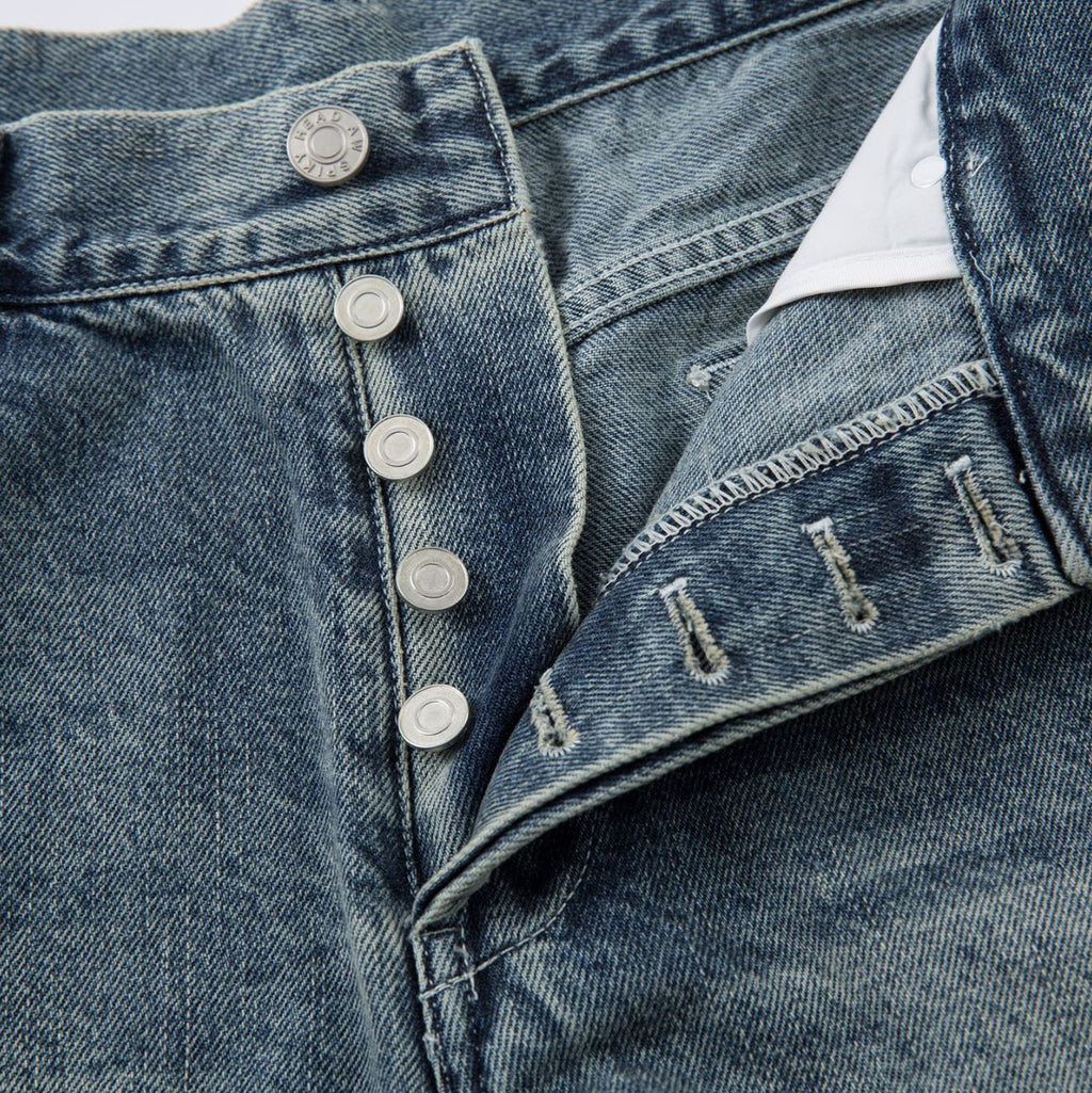 Blue Denim Long Pants Street Style Loose Fit Mid Waist Autumn