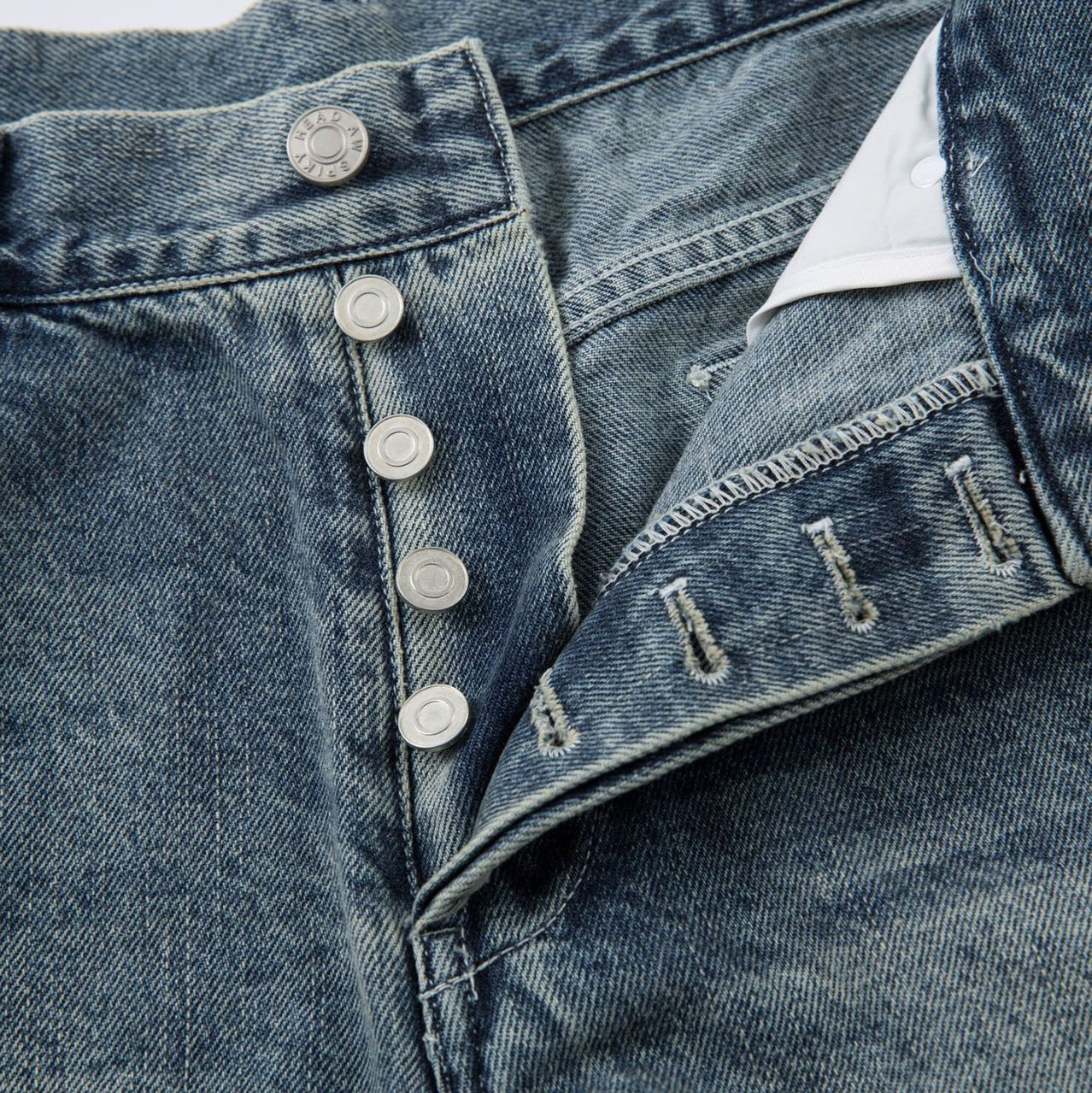Blue Denim Long Pants Street Style Loose Fit Mid Waist Autumn