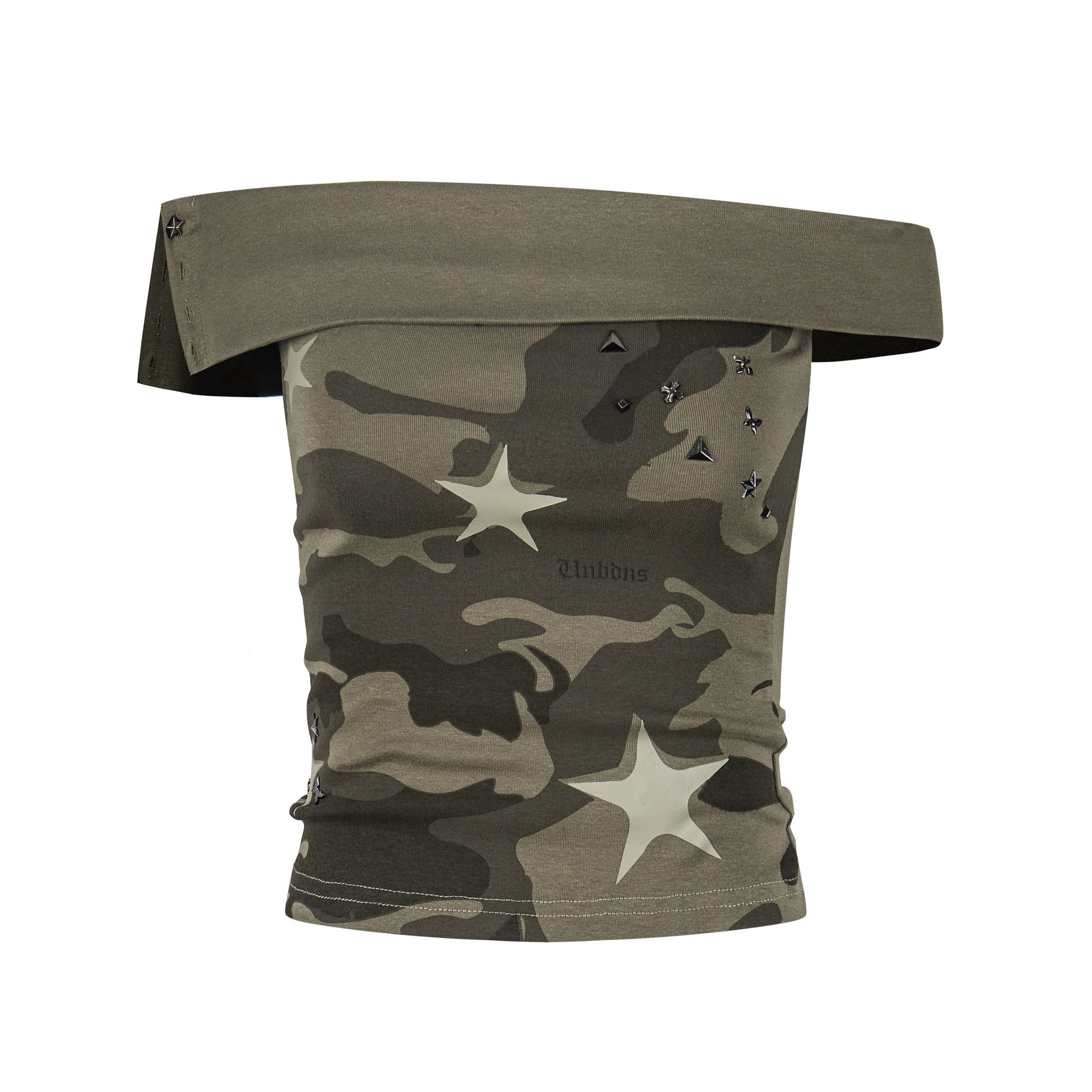 Color Block Off Shoulder Star Print Tee Shirt For Women