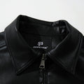 Urban Street Style Loose Fit Jacket With Flip Collar Black Long Sleeve