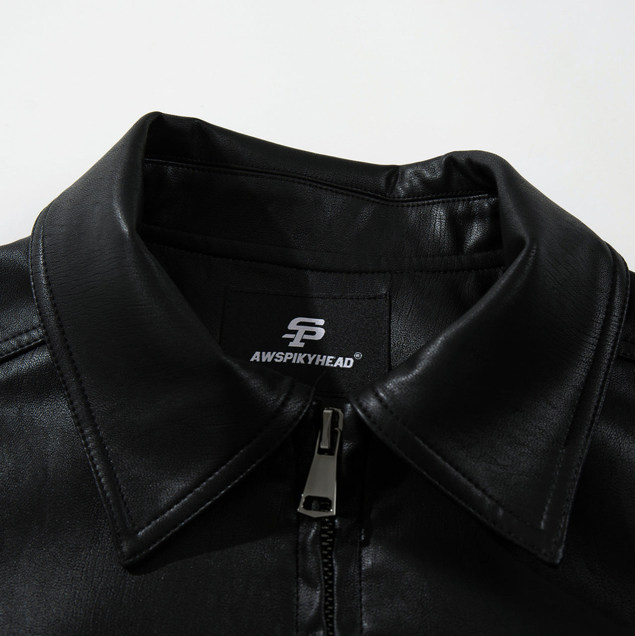 Urban Street Style Loose Fit Jacket With Flip Collar Black Long Sleeve