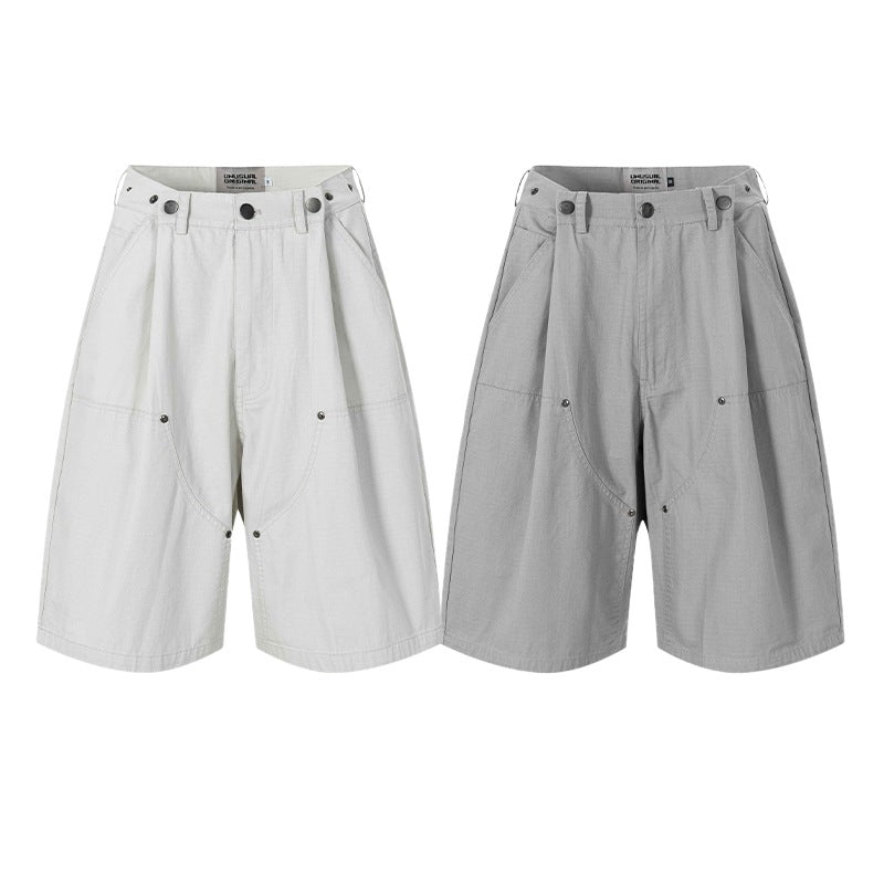 Unisex Loose Paratrooper Cargo Shorts Cotton Blend
