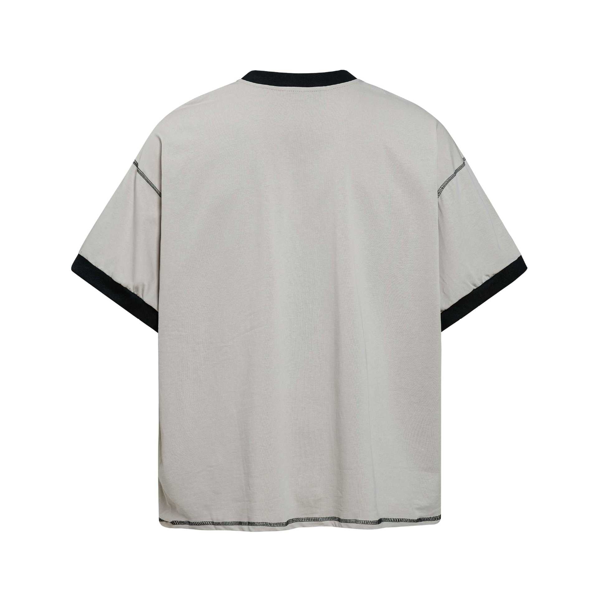 Mens Floral Print Color Block Round Neck Short Sleeve Cotton Blend Shirt