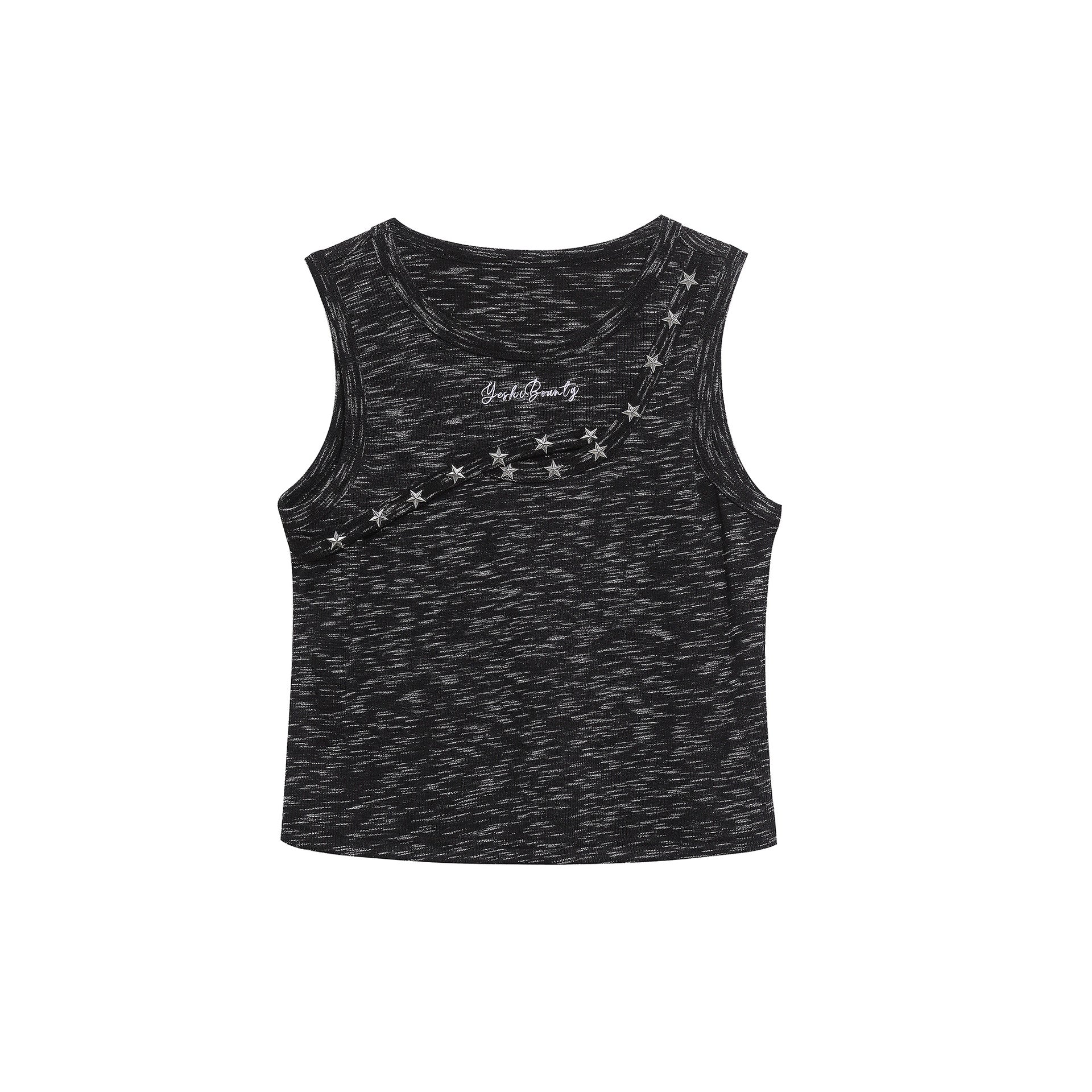 Star Stud Vest With Letter Embroidery Slim Fit Crop Top