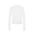 Women's Lace Trim Ruffled Neck Top With Mesh Inner Layer Long Sleeve