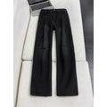 Mens Lightning Pattern Washed Denim Pants Straight Leg Jeans