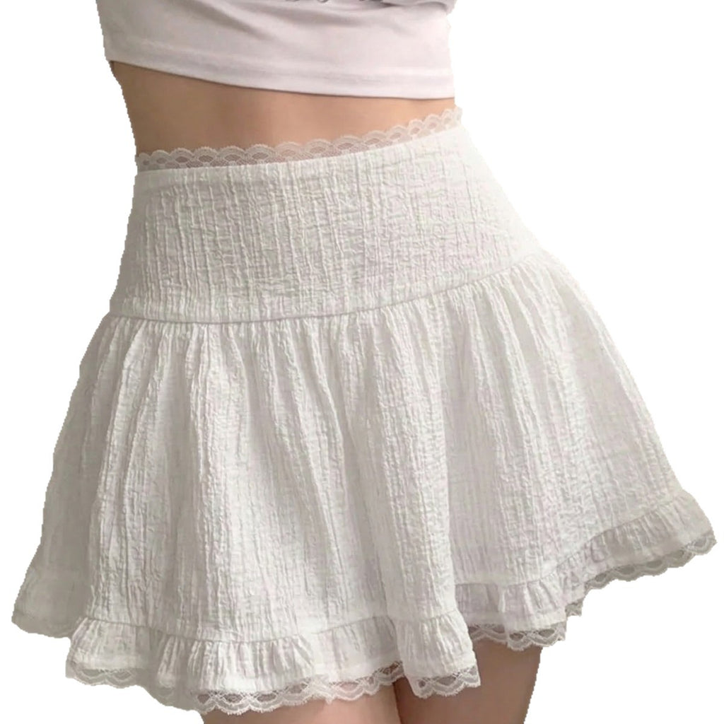 White A Line Short Skirt Polyester For Women Sizes S To XXL